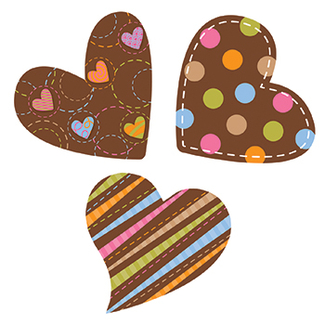 Picture of Dots on chocolate hearts 6in design  designer cut outs