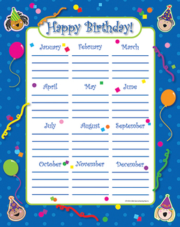 Picture of Happy birthday stick kids classroom  essentials chart