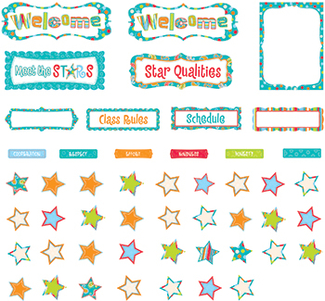 Picture of Our class stars dots on turquoise  bb set