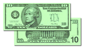 Picture of $10 bills set 100 bills