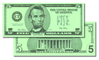 Picture of $5 bills set 100 bills