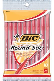 Picture of Bic round stic ballpoint pens red  10pk