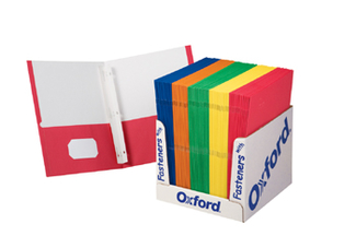 Picture of School grade twin pocket folders  with fasteners 100 per box