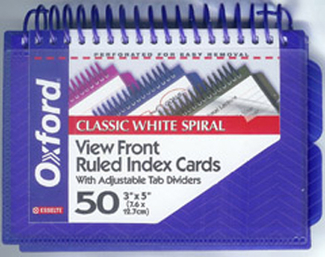 Picture of Index cards 3x5 spiral w/ poly  cover & dividers