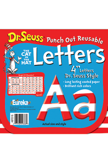 Picture of Dr seuss 4 in red & white letters  punch out reusable