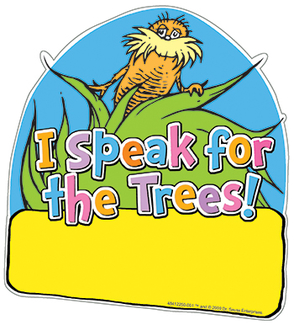 Picture of The lorax project i speak for the  trees paper cut-outs