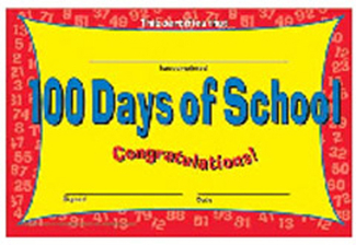 Picture of 100 days of school recognition  award