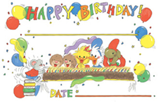 Picture of Boards suzys zoo birthday 36/pk  8-1/2 x 5-1/2