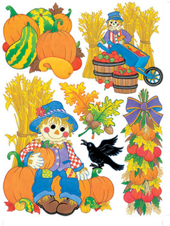 Picture of Window cling harvest scarecrows