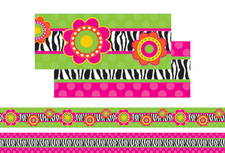 Picture of Zebra flower double sided border