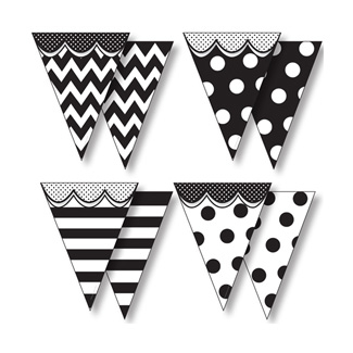 Picture of Big & bold black & white pennants  with pizzazz