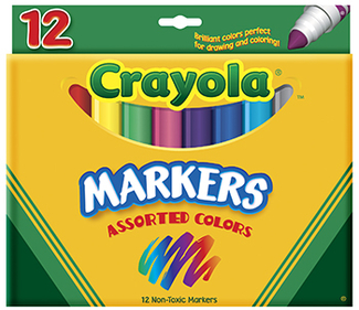 Picture of Crayola markers 12ct asst colors  conical tip