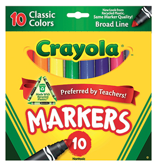 Picture of Crayola taklon watercolor 10ct  brush classic broad line markers