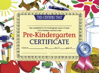Picture of Certificates pre-kindergarten 30/pk  8.5 x 11