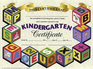 Picture of Certificates kindergarten 30/pk  8.5 x 11