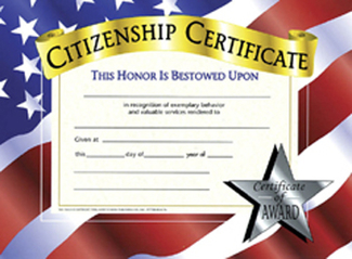 Picture of Certificates citizenship 30 pk  8.5 x 11