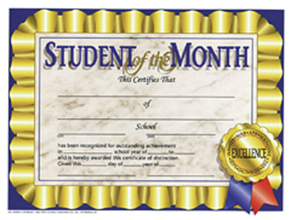 Picture of Student of the month 30/pk 8.5 x 11  certificates