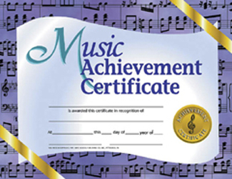 Picture of Music achievement 30/pk 8.5 x 11  certificates
