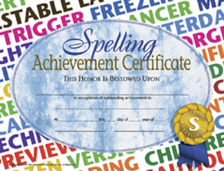 Picture of Spelling achievement 30/pk 8.5x11  certificates