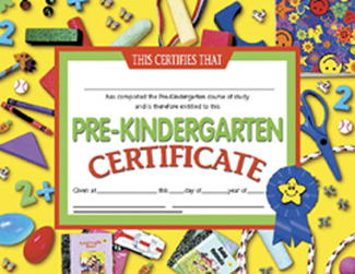 Picture of Certificates pre-kindergarten 30/pk  8.5 x 11 yellow