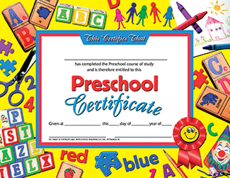 Picture of Preschool certificate 30pk yellow  background