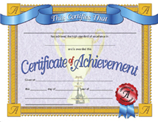 Picture of Certificates of achievement 30/pk  8.5 x 11 inkjet laser