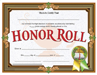 Picture of Certificates honor roll 30/pk  8.5 x 11 inkjet laser