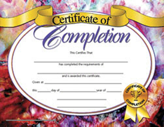 Picture of Certificates of completion 30/pk  8.5 x 11 inkjet laser