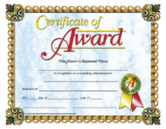 Picture of Certificates of award 30/pk  8.5 x 11 inkjet laser