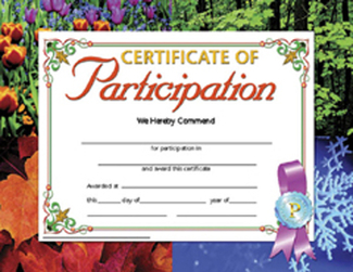 Picture of Certificates of participation 30 pk  8.5 x 11 inkjet laser