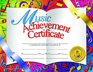 Picture of Certificates music 30/pk 8.5 x 11  achievement inkjet laser