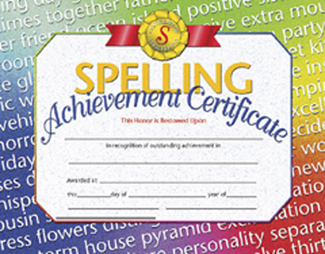 Picture of Spelling achievement 30/pk 8.5x11  certificates inkjet laser