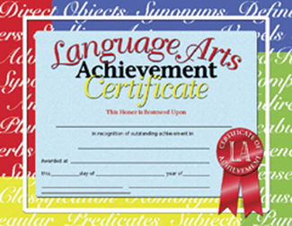 Picture of Certificates language arts 30/pk  8.5 x 11 inkjet laser