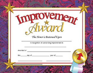 Picture of Certificates improvement 30/pk  award 8.5 x 11 inkjet laser