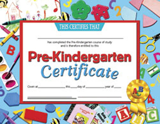 Picture of Certificates pre-kindergarten 30 pk  8.5 x 11 inkjet laser