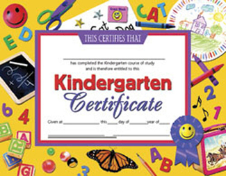 Picture of Certificates kindergarten 30 pk  8.5 x 11 inkjet laser