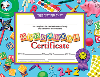 Picture of Certificates preschool 30-set  certificate blue background