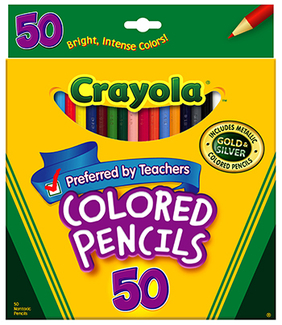 Picture of Crayola colored pencils 50ct full  length assorted colors peggable