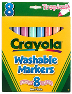 Picture of Washable markers 8 pk tropical  colors conical tip