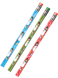 Picture of Decorated pencils holiday snowmen  asst