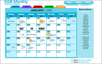 Picture of Monthly calendar design w/ spanish  interactive whiteboard software