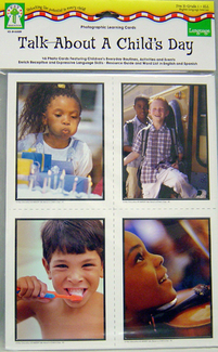 Picture of Photographic learning cards talk  about a childs day