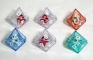 Picture of 10 sided double dice set of 6