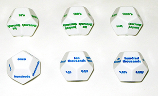 Picture of 12-sided place value dice set of 6