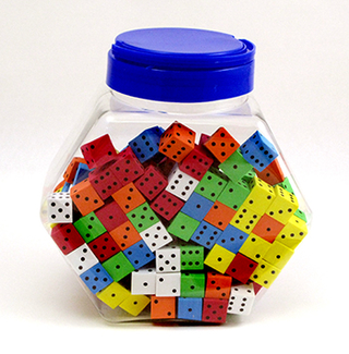 Picture of 16mm foam dice tub of 200 assorted  color spot
