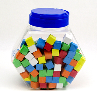 Picture of 16mm foam dice tub of 200 assorted  color blank