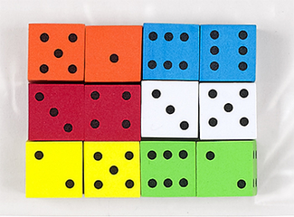 Picture of 16mm foam dice 12pk assorted color  spot