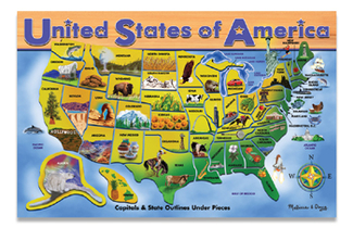 Picture of Usa map wooden puzzle 16x12 45 pcs