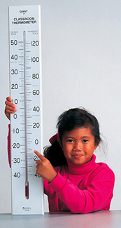 Picture of Giant classroom thermometer 30t  dual-scale wooden frame