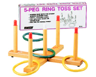 Picture of Ring toss game 5-peg base wood  pegs 4 plastic rings